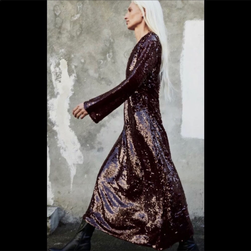 LAST size L NWT ZARA LIMITED EDITION SEQUIN DRESS - Picture 6 of 8